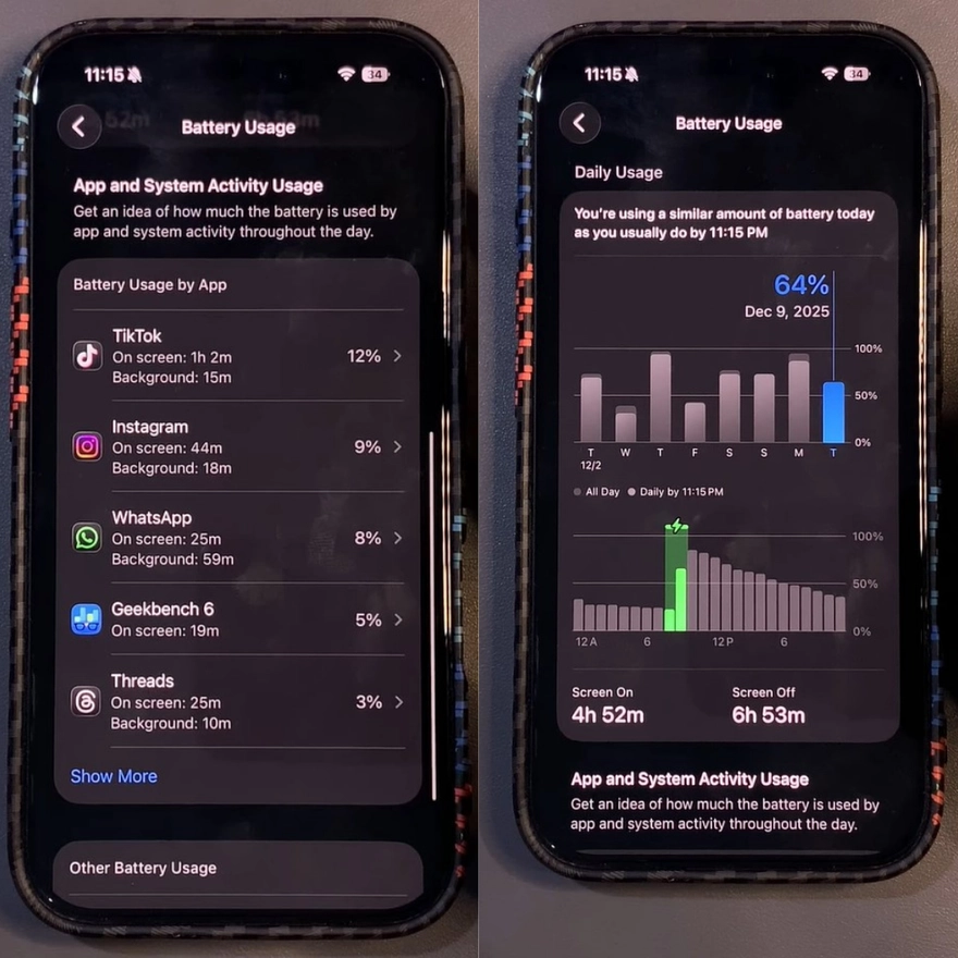 iOS 26.2 RC 2 sau 24h: Pin tốt hơn iOS 26.1 nhiều không?