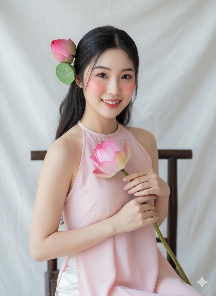 Câu lệnh Gemini tạo bộ ảnh bên đóa sen đẹp hút hồn