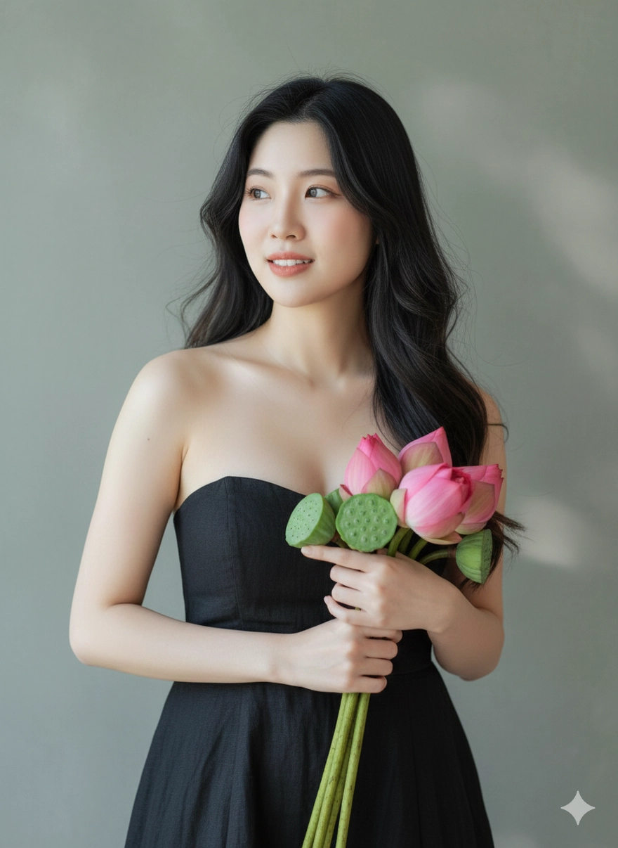 Câu lệnh Gemini tạo bộ ảnh bên đóa sen đẹp hút hồn