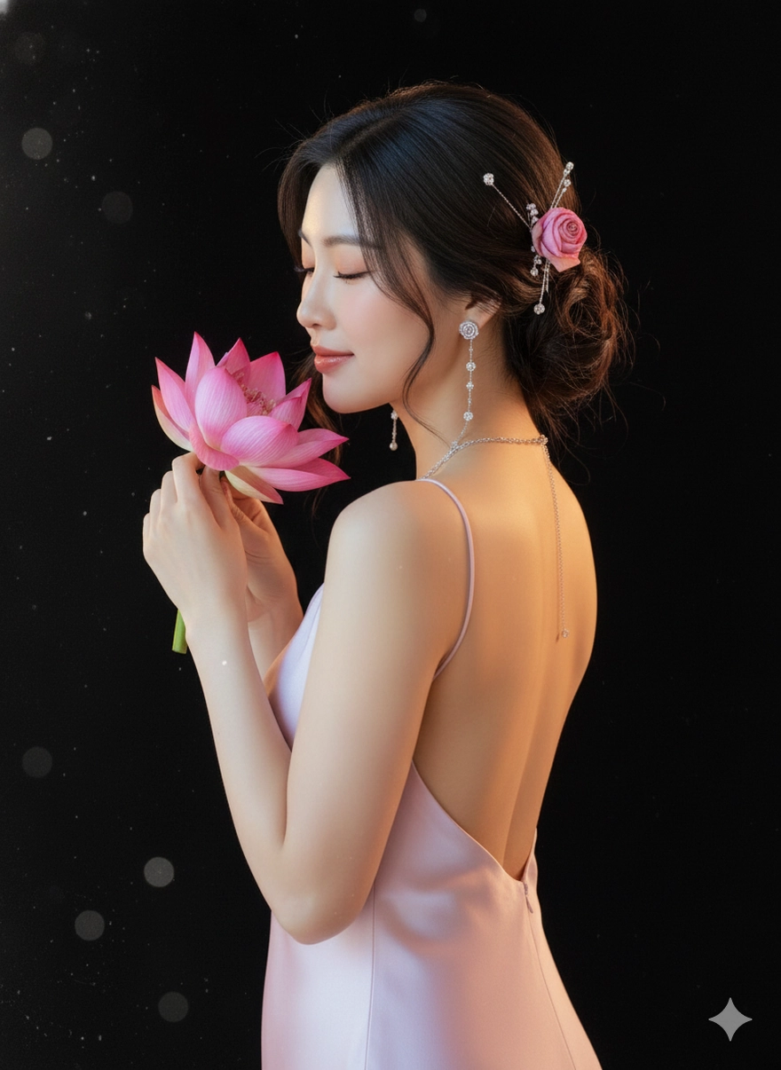 Câu lệnh Gemini tạo bộ ảnh bên đóa sen đẹp hút hồn