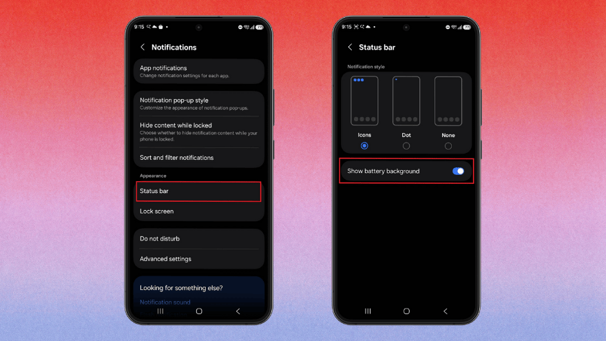Cách thay đổi hiển thị pin trên One UI 8.5