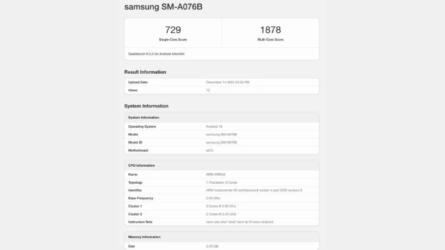 Samsung lười nâng cấp chip của Galaxy A07 5G