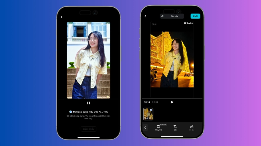 Cách dùng CapCut AI ghép ảnh check-in Nhà thờ Đức Bà