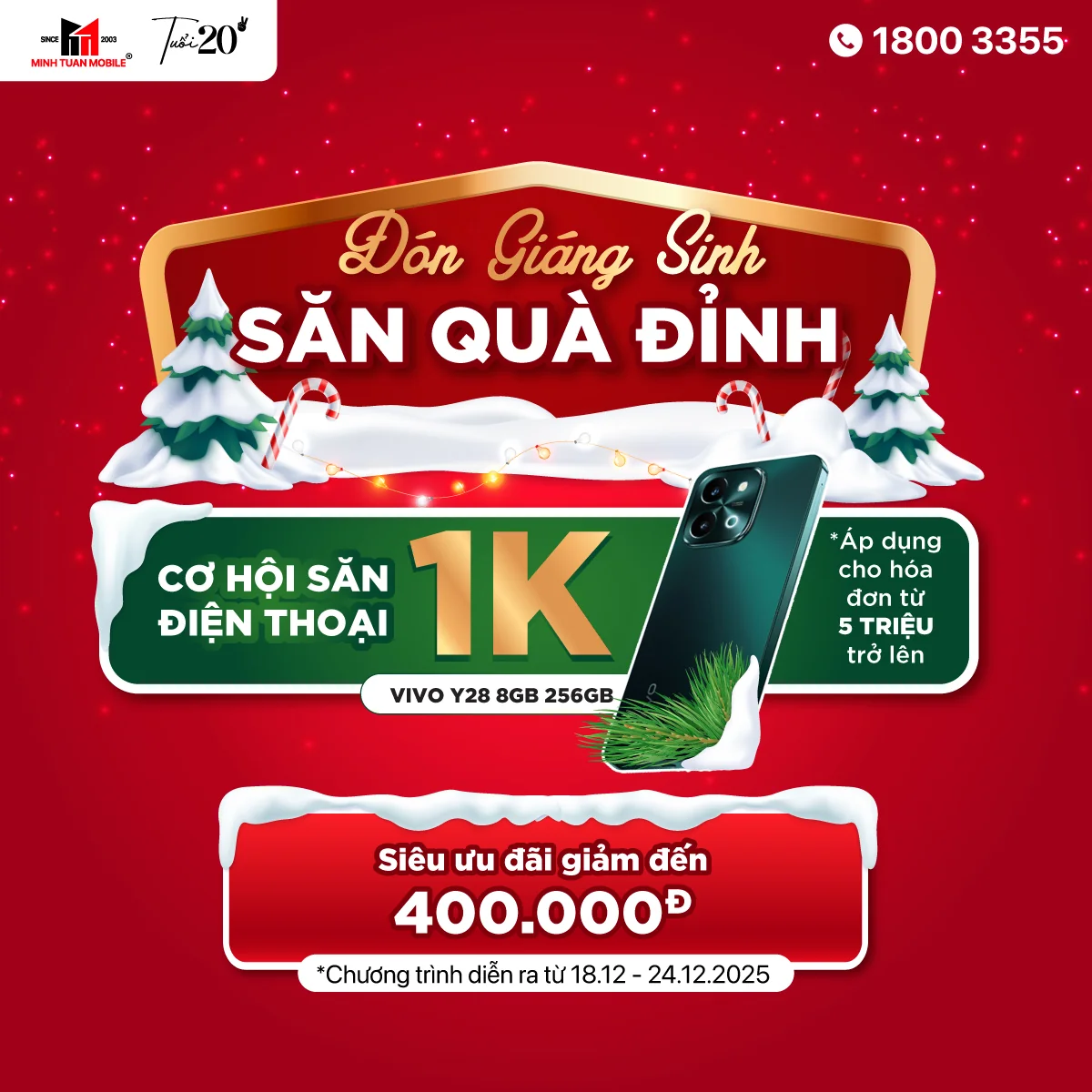 Đón Giáng Sinh Săn Qùa Đỉnh Nhận Điện Thoại 1K Tại Minh Tuấn Mobile 