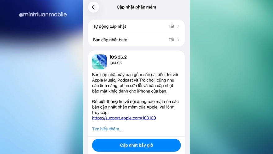 Apple chặn hạ cấp từ iOS 26.2 xuống iOS 26.1