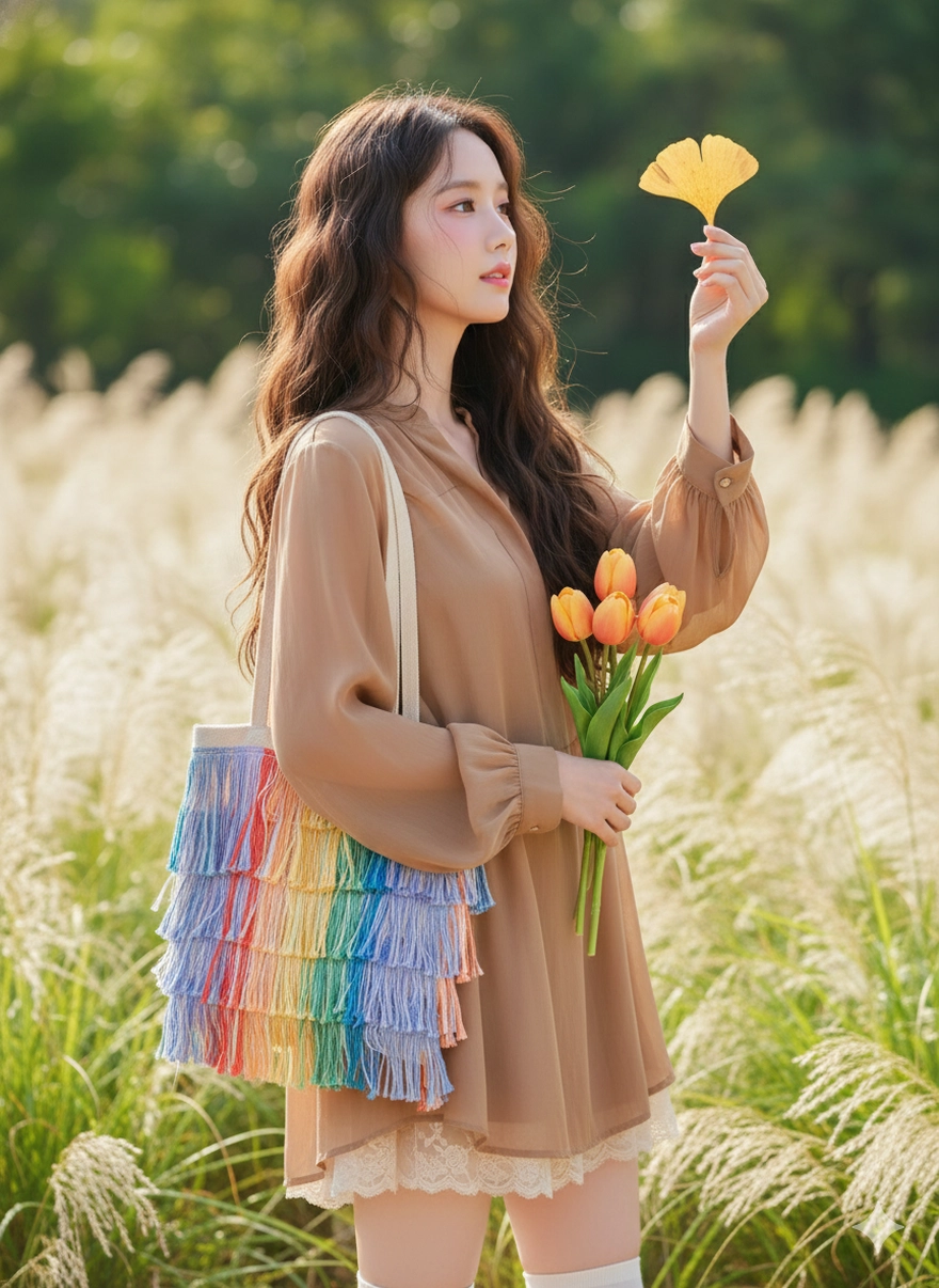 Prompt Gemini tạo ảnh nàng thơ dịu dàng bên lá vàng khô