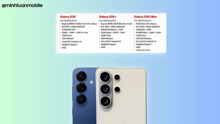 Galaxy S26 Plus sẽ có màn hình 6.9 inch lớn giống S26 Ultra