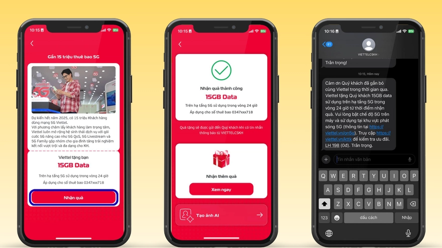 Cách nhận 15GB Data 5G Viettel miễn phí mới nhất