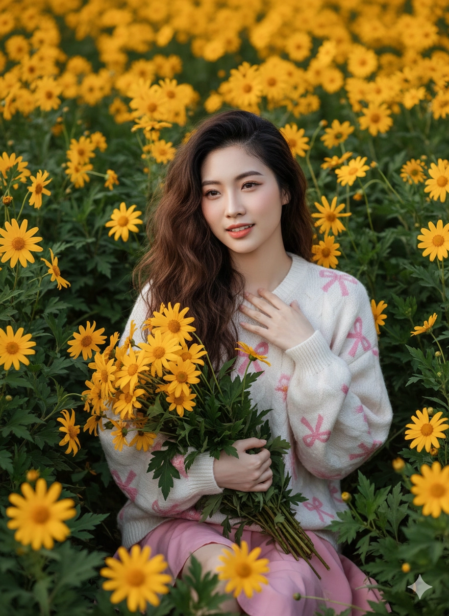 Tạo ảnh chụp bên hoa Dã Quỳ quá đẹp cùng Gemini AI