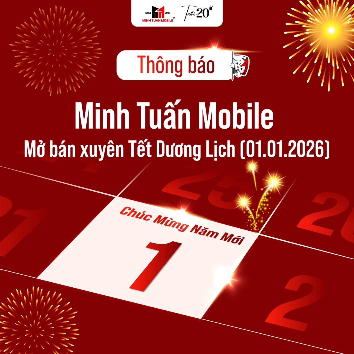  Chi tiết lịch bán xuyên Tết  dương lịch của Minh Tuấn Mobile