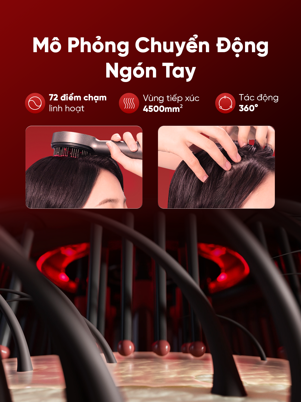 Cảm giác massage chân thực nhờ cơ chế chuyển động mô phỏng tay người
