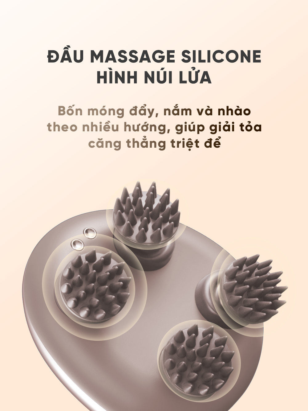 Hệ thống đầu massage bố trí khoa học giúp tác động đều và sâu