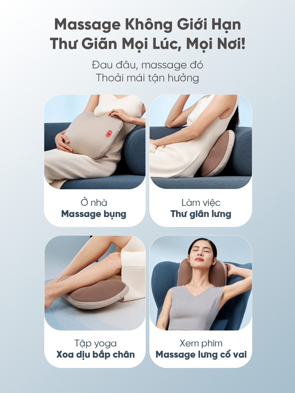 Massage linh hoạt nhiều khu vực trên cơ thể