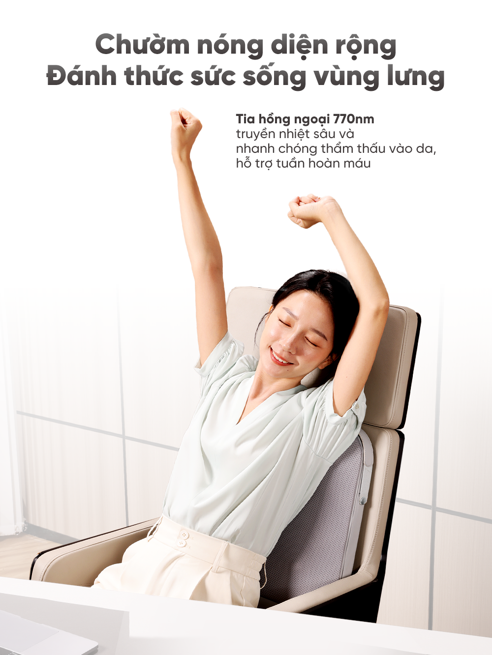 Hỗ trợ nhiệt ấm giúp thư giãn cơ lưng