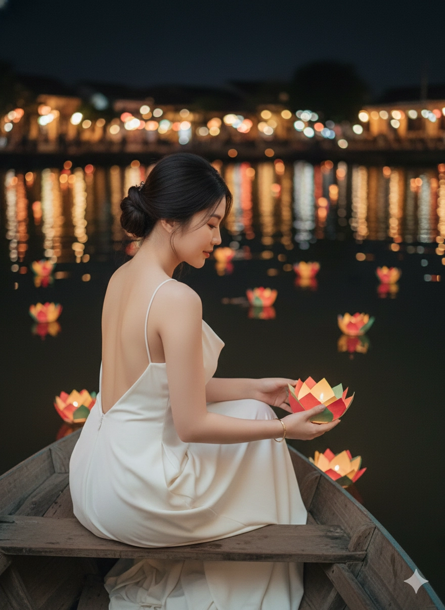 Câu lệnh Gemini tạo ảnh Phố cổ Hội An chuẩn nàng thơ