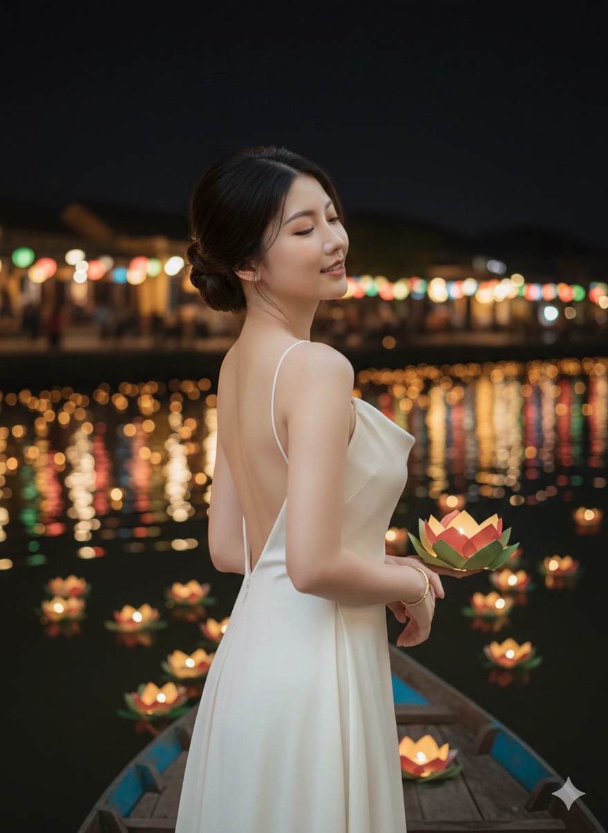 Câu lệnh Gemini tạo ảnh Phố cổ Hội An chuẩn nàng thơ