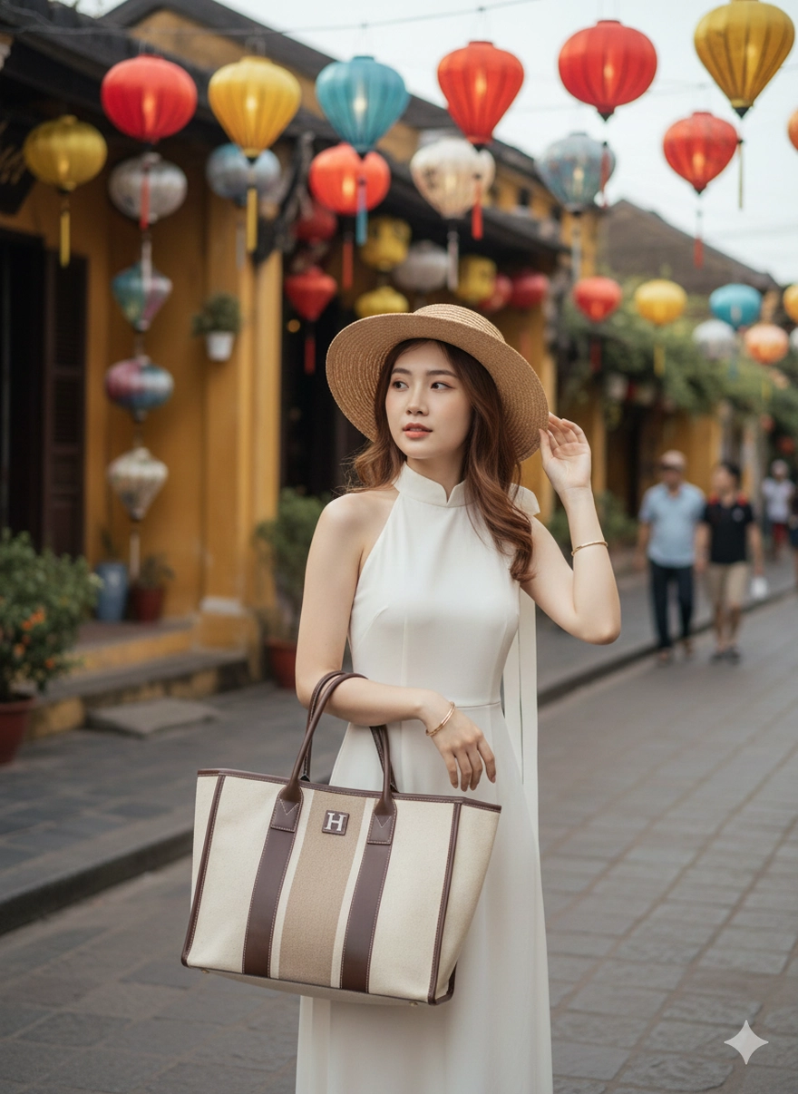 Câu lệnh Gemini tạo ảnh Phố cổ Hội An chuẩn nàng thơ