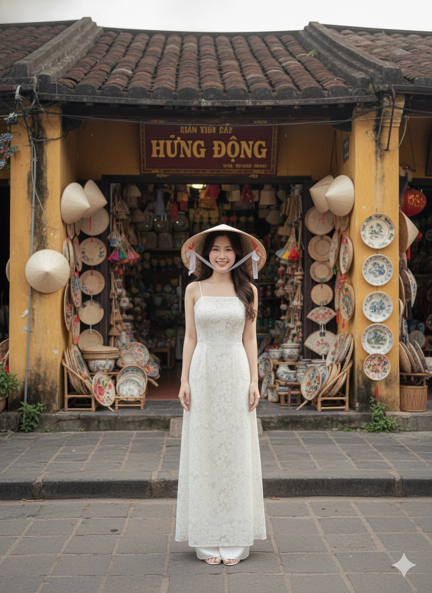 Câu lệnh Gemini tạo ảnh Phố cổ Hội An chuẩn nàng thơ