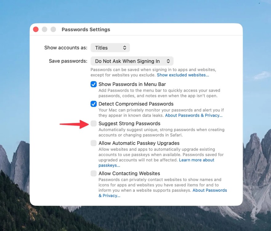 Cách tắt gợi ý tạo và lưu mật khẩu trên Safari