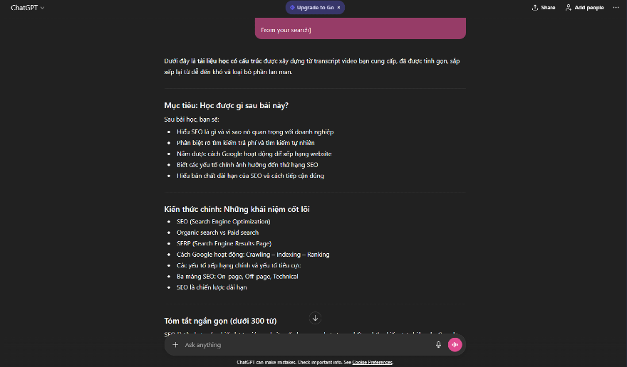 Tối ưu việc học từ YouTube với ChatGPT