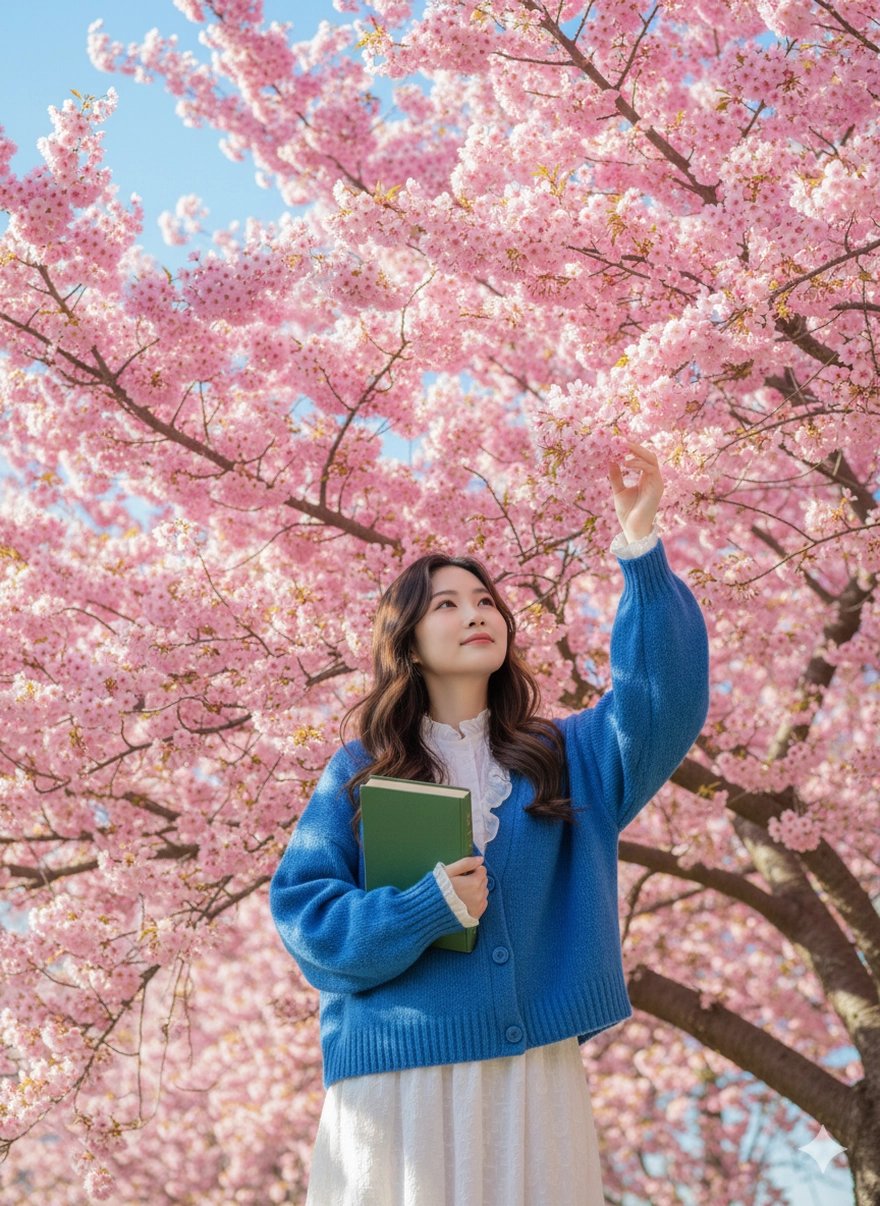 Câu lệnh Gemini tạo ảnh bên Mai Anh Đào rực sắc xuân