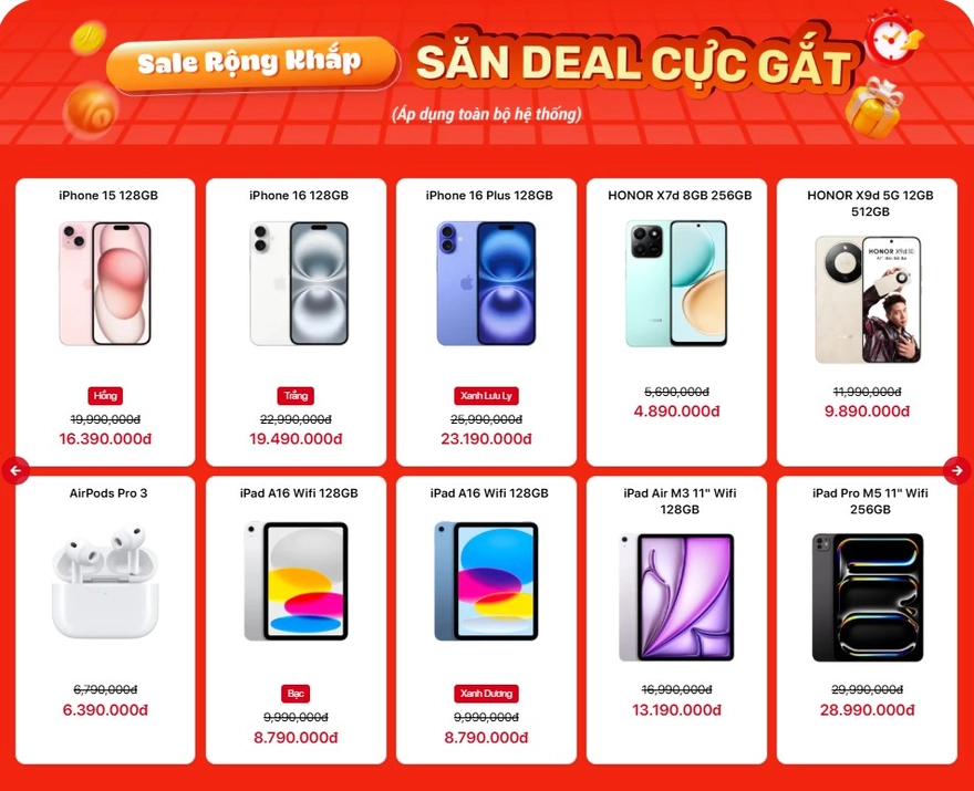 Tuần Vàng Giữa Tháng: iPhone 17 giảm sâu, phụ kiện sale 50%