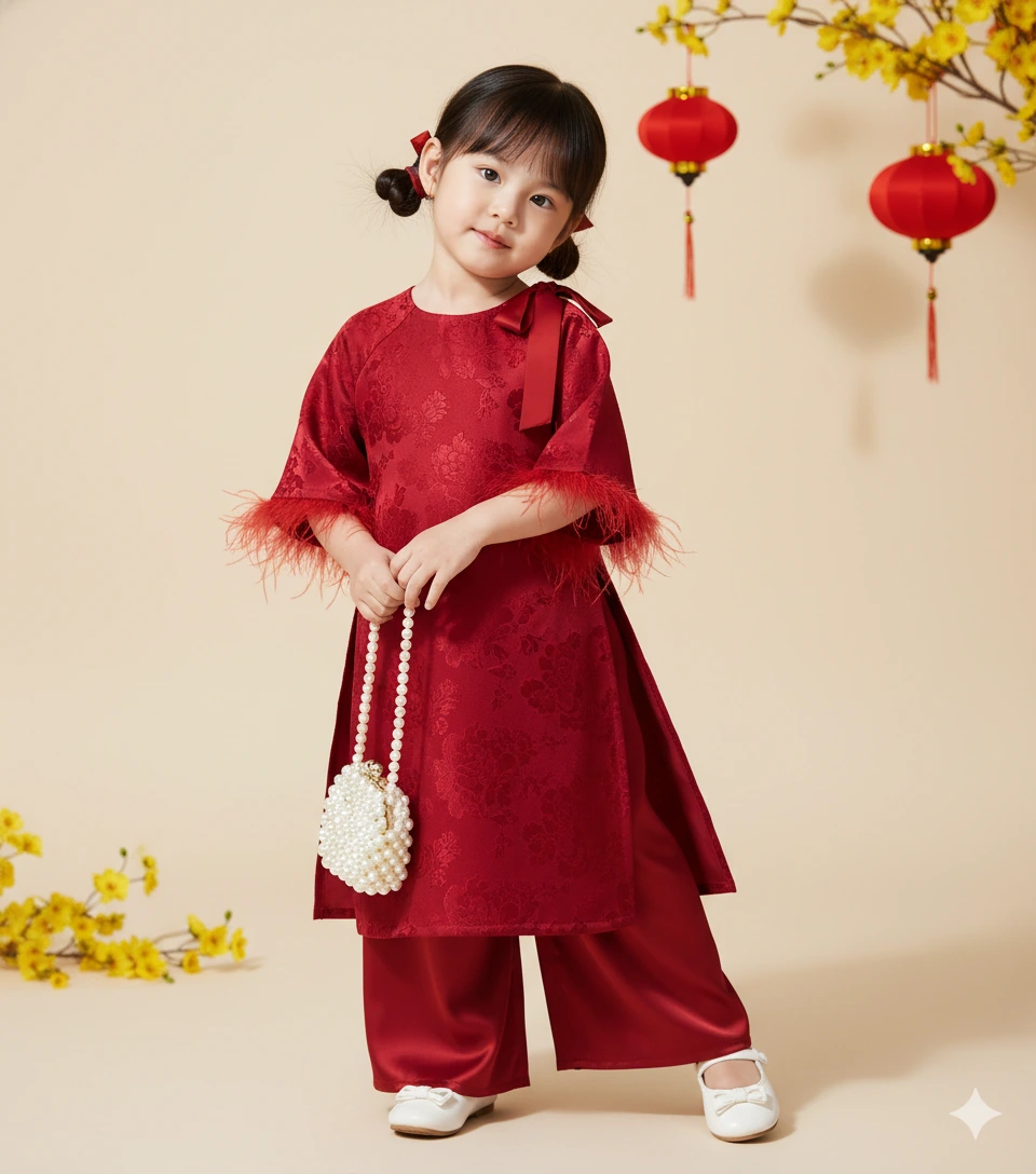 Tạo bộ ảnh áo dài Tết cực iu cho bé chỉ với Gemini