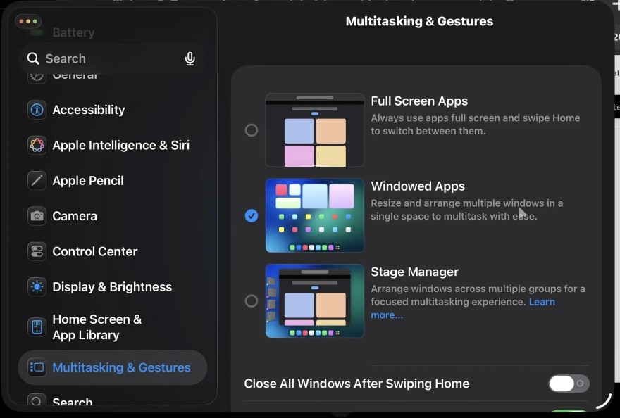 Cách sử dụng Chế độ Cửa sổ cho Ứng dụng trên iPadOS 26