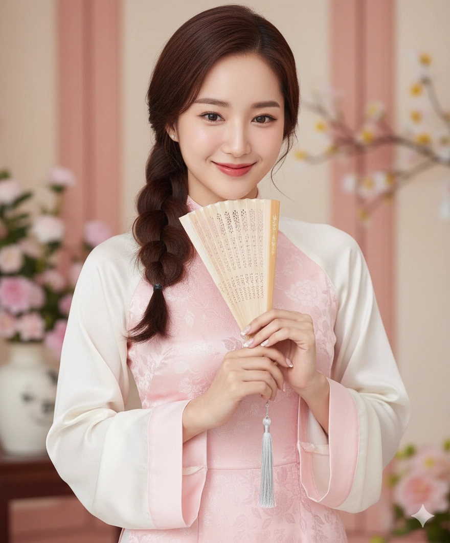 Cách tạo ảnh áo dài Tết màu hồng ngọt ngào bằng Gemini AI