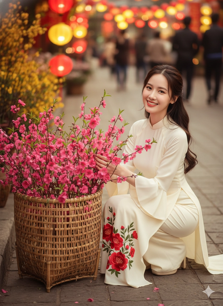 Câu lệnh Gemini AI tạo ảnh đón Tết lộng lẫy trên phố