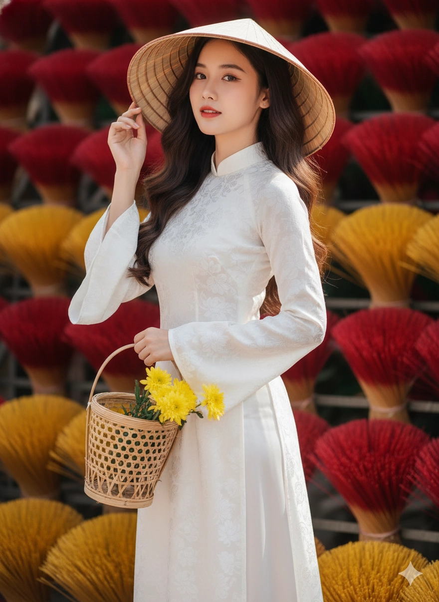 Câu lệnh Gemini tạo ảnh du xuân làng hương Thủy Xuân cực đẹp