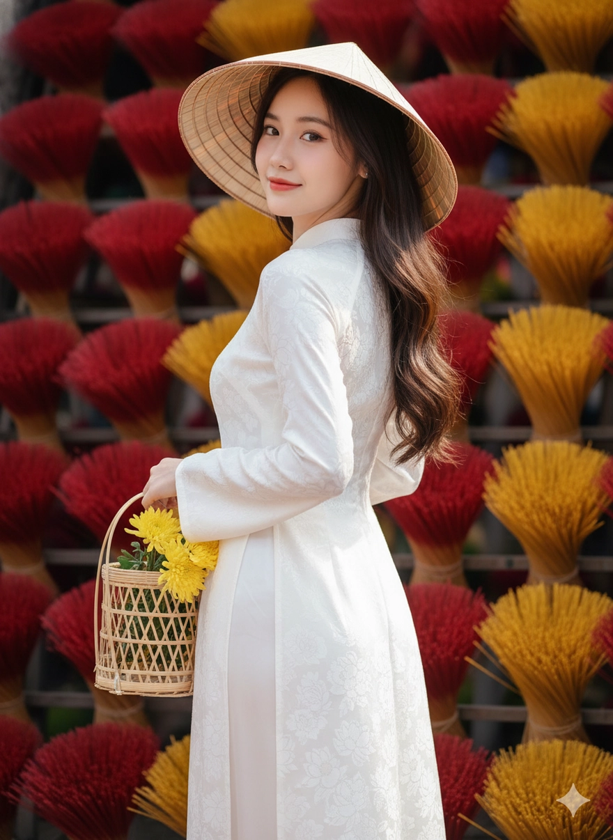 Câu lệnh Gemini tạo ảnh du xuân làng hương Thủy Xuân cực đẹp