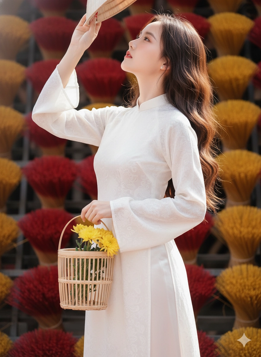 Câu lệnh Gemini tạo ảnh du xuân làng hương Thủy Xuân cực đẹp