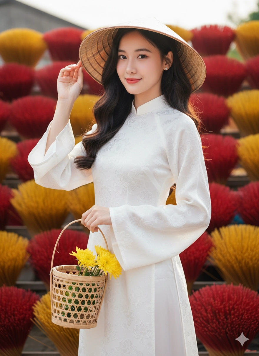 Câu lệnh Gemini tạo ảnh du xuân làng hương Thủy Xuân cực đẹp