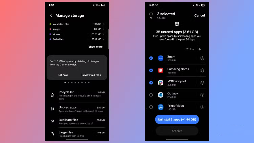 giải phóng dung lượng trên điện thoại