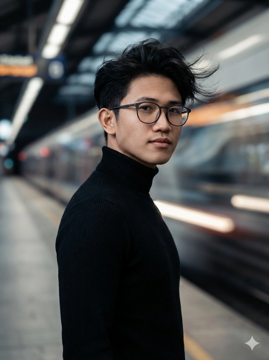 Tạo ảnh check-in Metro cực ngầu dành cho nam với Gemini