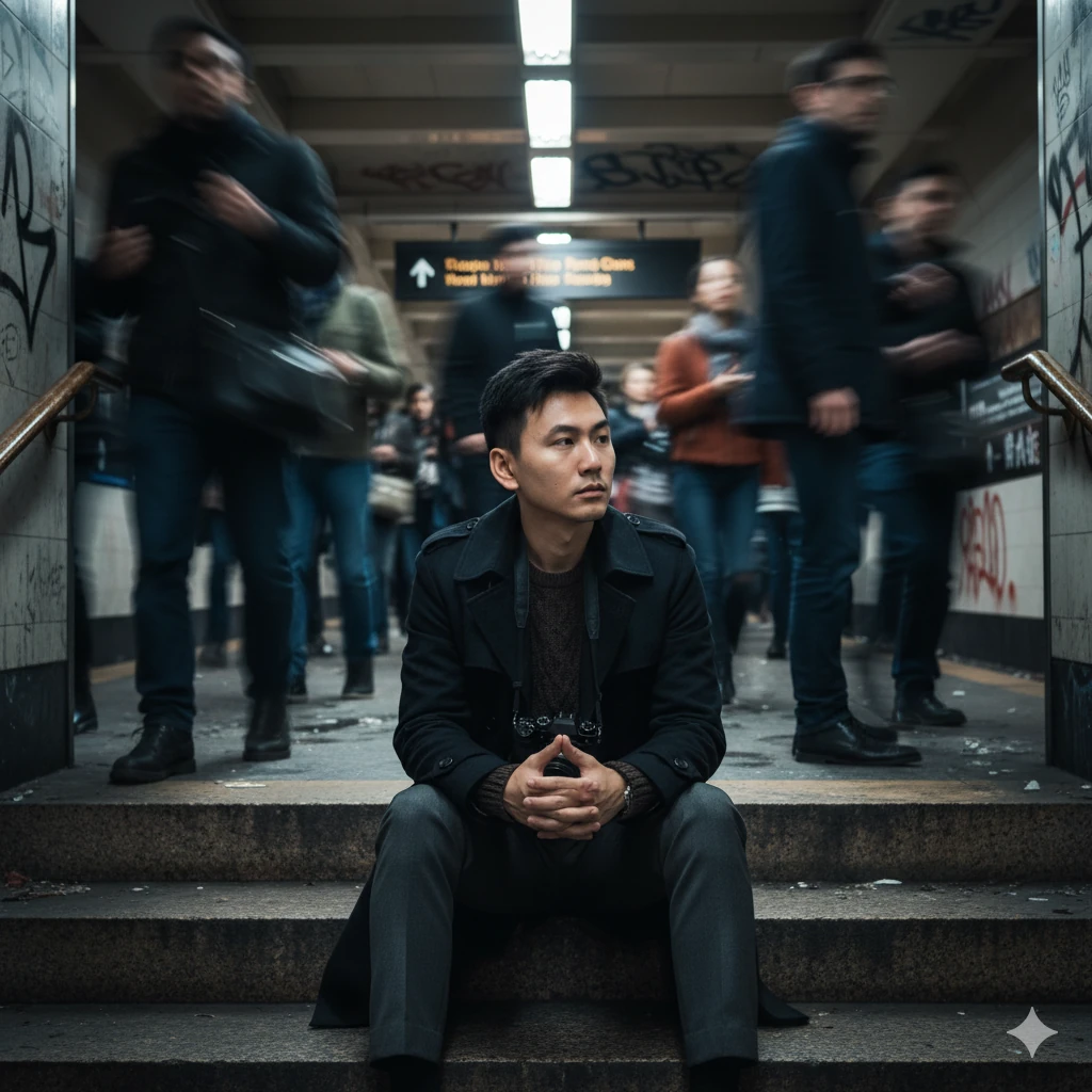 Tạo ảnh check-in Metro cực ngầu dành cho nam với Gemini
