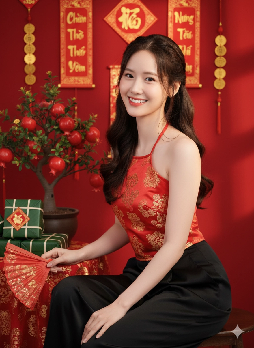 Câu lệnh Gemini tạo ảnh Tết trong studio cực đẹp