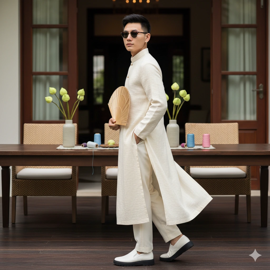 Hóa thân nam thần phong lưu trong áo dài truyền thống với Gemini