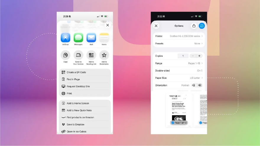 cách in pdf, trang web tài liệu bằng iPhone