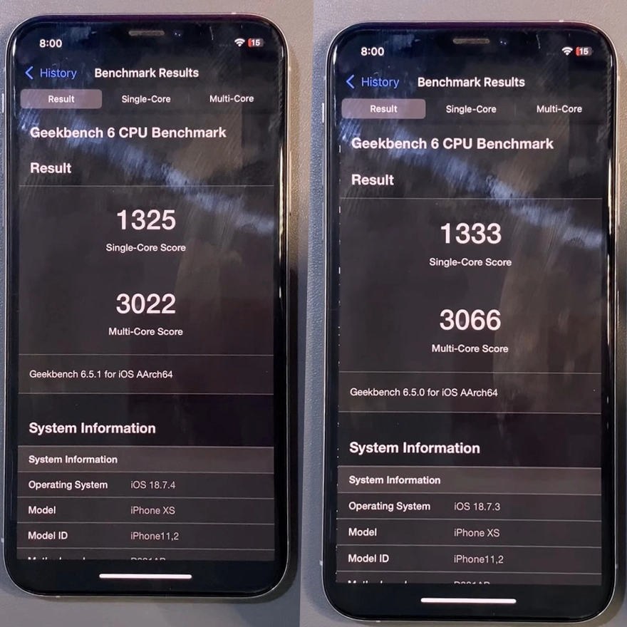 iOS 18.7.4 sau 24H: Pin iPhone cũ 
