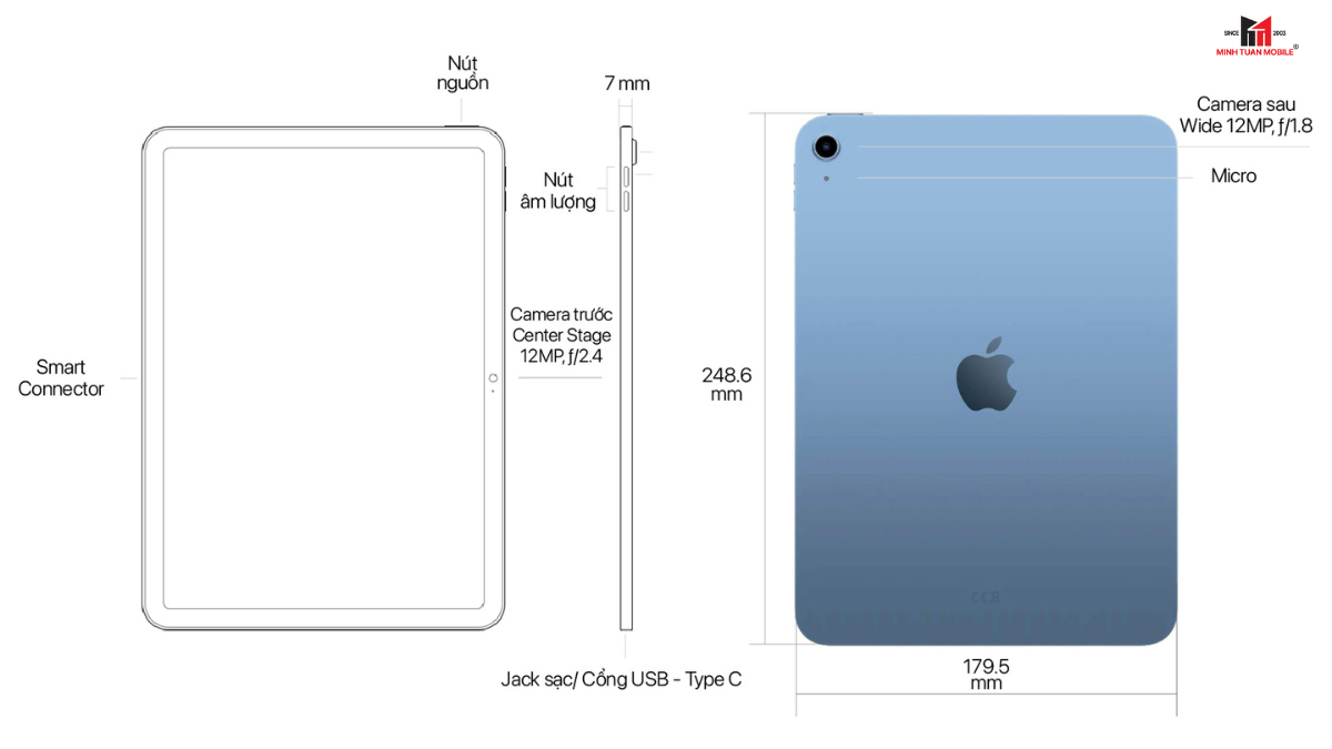 Thông số kỹ thuật của iPad A16 5G 512GB 