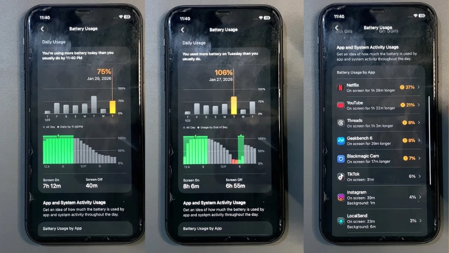iOS 26.2.1 sau 3 ngày: Pin tốt hơn hẳn, hiệu năng tăng vọt