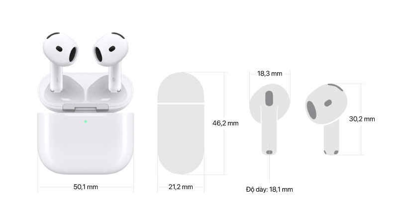 Thông số kỹ thuật tai nghe airpods 4 chống ồn chủ động