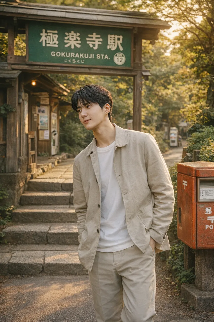 Tạo ảnh check-in đường ray tàu tại Nhật Bản