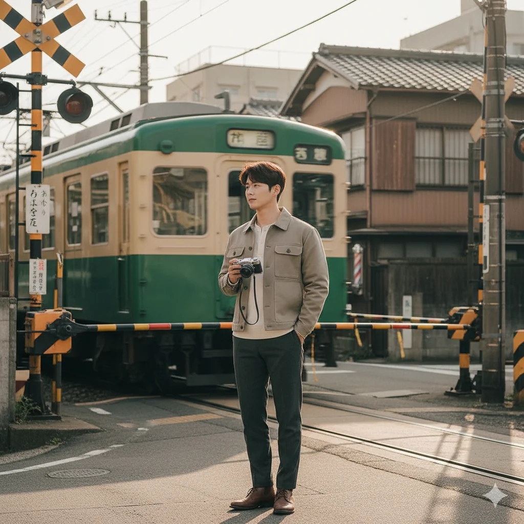 Tạo ảnh check in đường ray tàu tại Nhật Bản