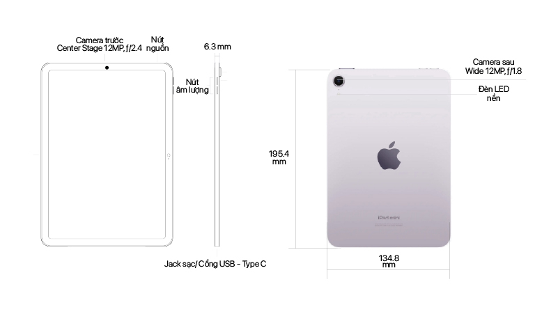 Thông số kỹ thuật iPad Mini 7 5G 256GB
