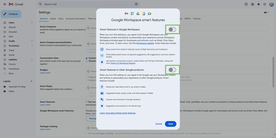 Hướng dẫn tắt toàn bộ tính năng AI trong Gmail