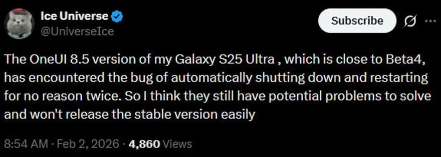 Galaxy S25 Ultra dính lỗi nghiêm trọng ở One UI 8.5 Beta