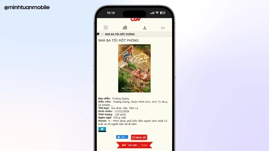 Nhà Ba Tôi Một Phòng: Lịch chiếu, cách đặt vé trên iPhone
